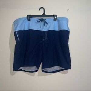 Express Two Tone Sky Blue And Navy Tie Front XXL Back Pocket Swim Trunks NWT